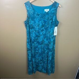 NEW Vintage Teal Floral Midi Slip Dress Women's Size 16
